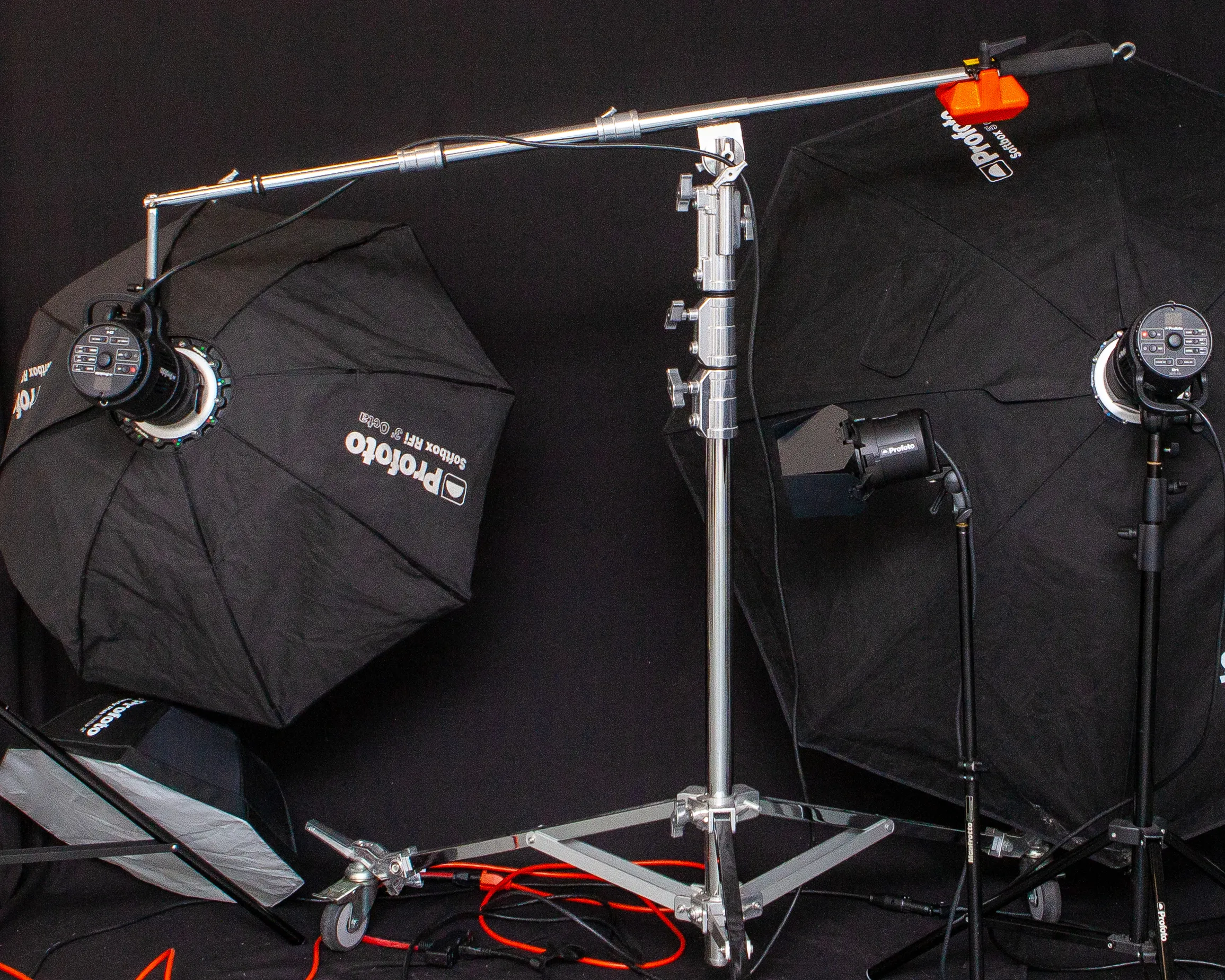 Mobile photography studio showing lighting equipment